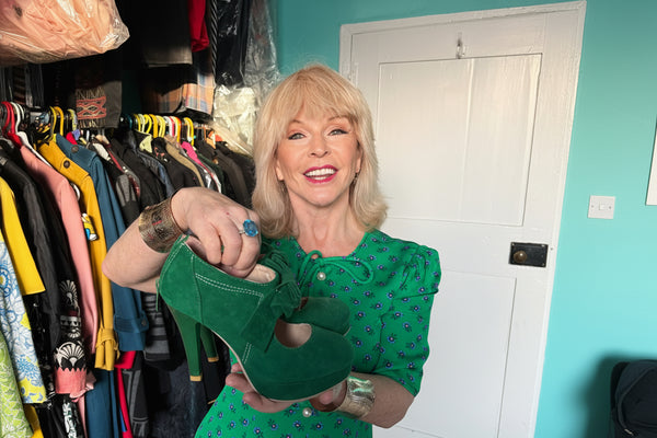 TOYAH GREEN HIGH HEELED SHOES WITH BOW