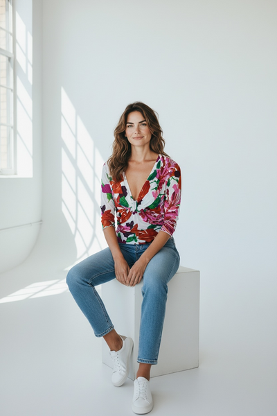 Y2K VINTAGE FLORAL MESH TOP