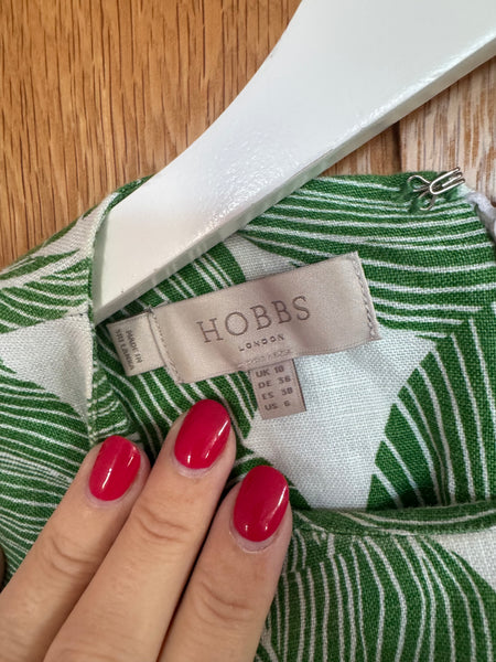 TOYAH HOBBS GREEN PALM PRINT LINEN DRESS