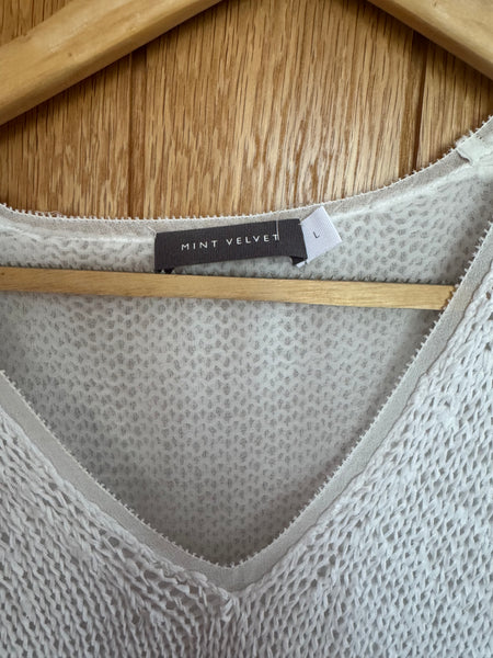 MINT VELVET WHITE JUMPER WITH RIBBONS