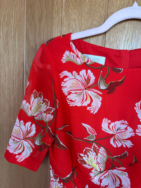 TOYAH HOBBS RED SILK FLORALS DRESS WORN ON TOUR