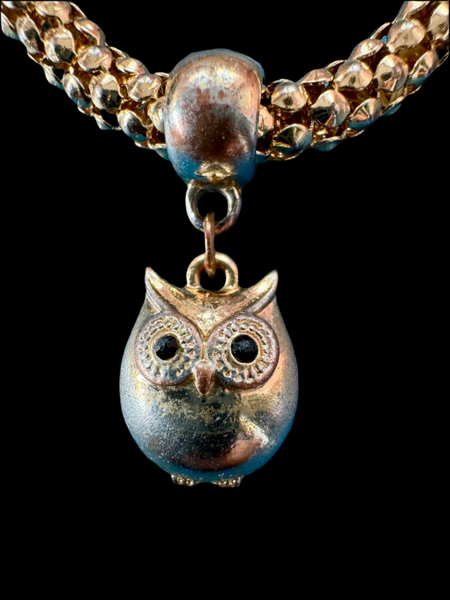 RETRO GOLD BRACELET WITH OWL CHARM PENDANT