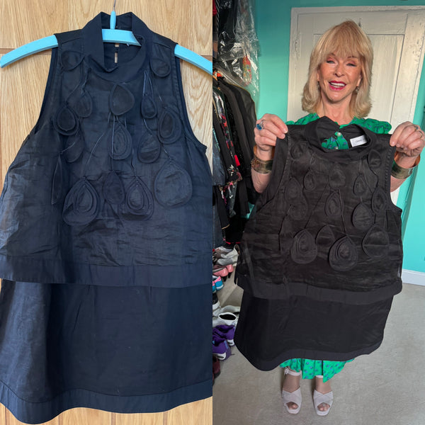 TOYAH ANNE FONTAINE FRENCH DESIGNER BLACK DRESS WITH PETALS