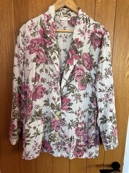 VINTAGE CHOISE PINK AND GREEN FLORAL COTTON JACKET