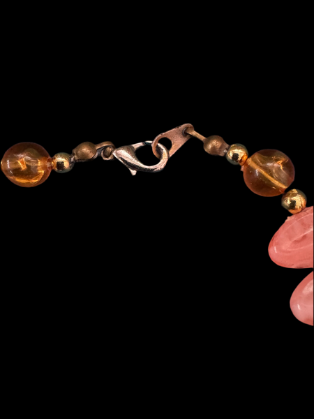 1960s CORAL PINK AND GOLD BEADS NECKLACE
