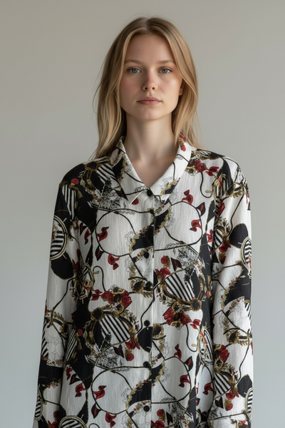 C&A VINTAGE NAUTICAL PRINT BLOUSE