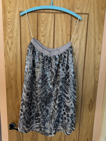 TOYAH VINTAGE SILVER SEQUINNED SKIRT