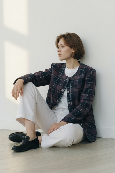 1970s MISS CORAL ENGLAND BLACK AND RED CHECK JACKET