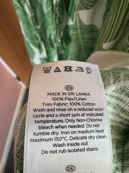 TOYAH HOBBS GREEN PALM PRINT LINEN DRESS