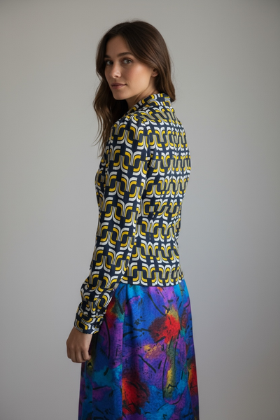 VINTAGE SILKY ABSTRACT PRINT SKIRT