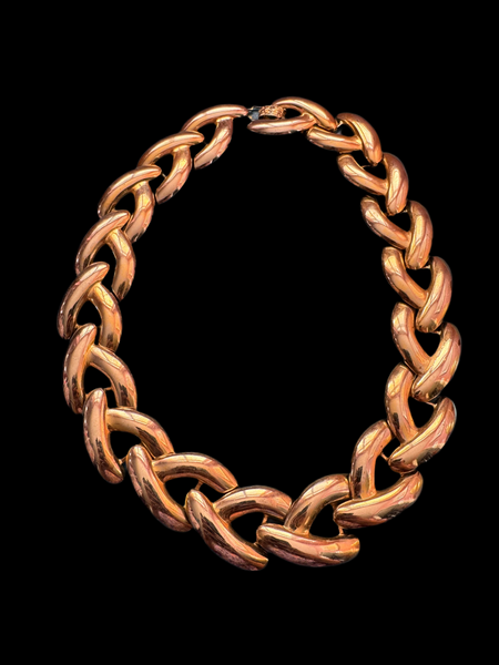 1980s GOLD METAL LARGE LINK CHAIN NECKLACE