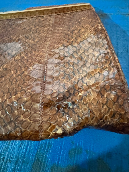 1970s PELLETTERIE ITALIAN BROWN REAL LEATHER CLUTCH BAG