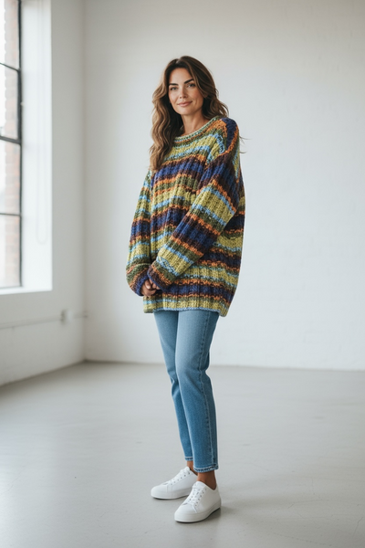 VINTAGE ORANGE AND GREEN WOOL JUMPER