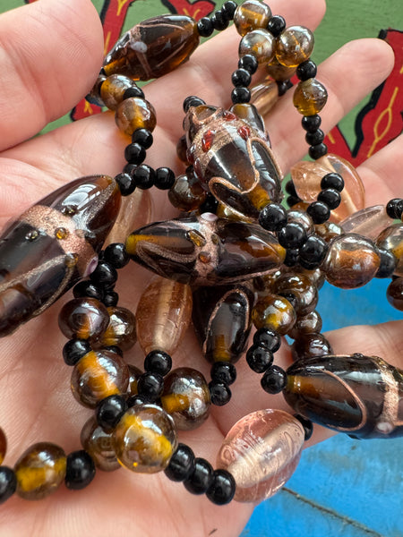 VINTAGE HIGH QUALITY GLASS BEADS LONG NECKLACE
