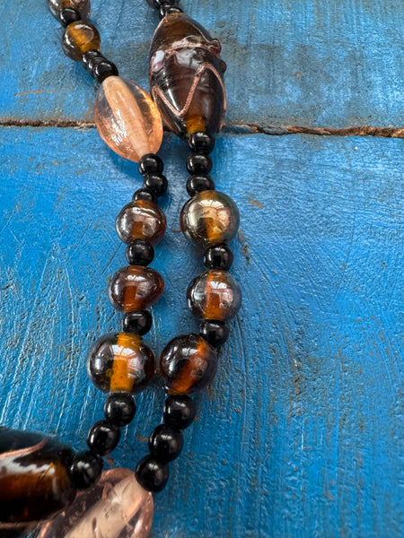 VINTAGE HIGH QUALITY GLASS BEADS LONG NECKLACE