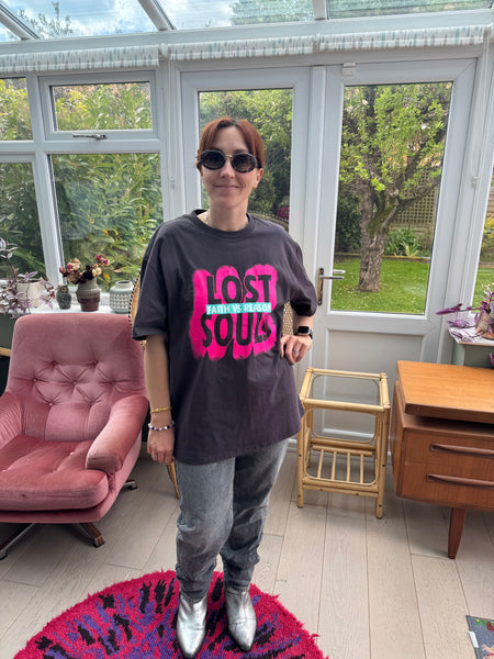 RARE LOST SOULS GREY AND PINK T-SHIRT