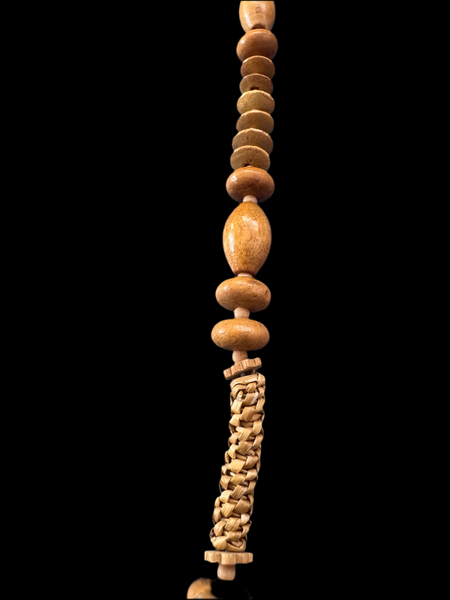 VINTAGE TIKI BROWN WOODEN BEADS NECKLACE
