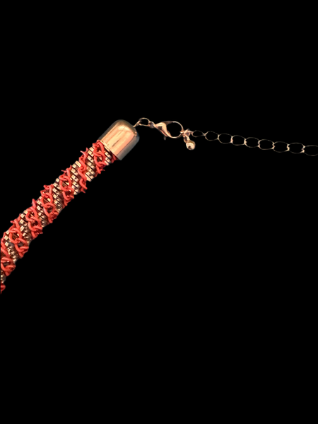 1980s ORANGE AND GOLD METAL COIL STYLE NECKLACE