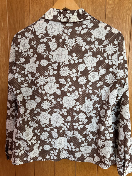 1960s ST MICHAEL BROWN AND WHITE FLORAL SHIRT