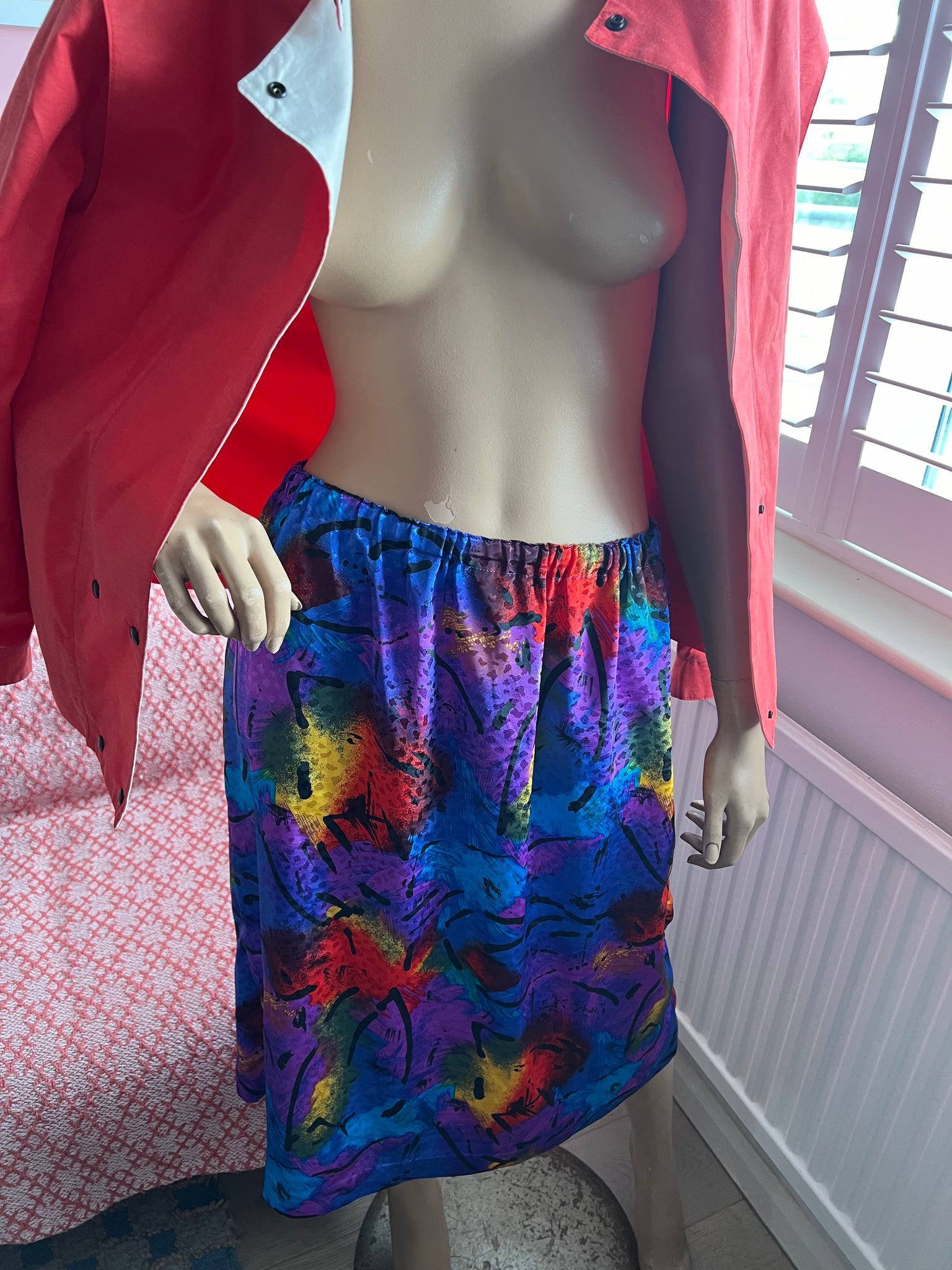 VINTAGE SILKY ABSTRACT PRINT SKIRT