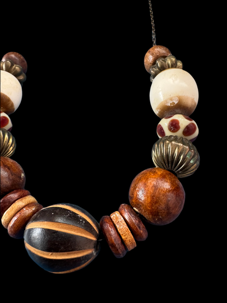 VINTAGE STRIPED AND ANIMAL PRINT NECKLACE