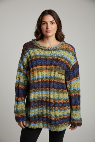 VINTAGE ORANGE AND GREEN WOOL JUMPER