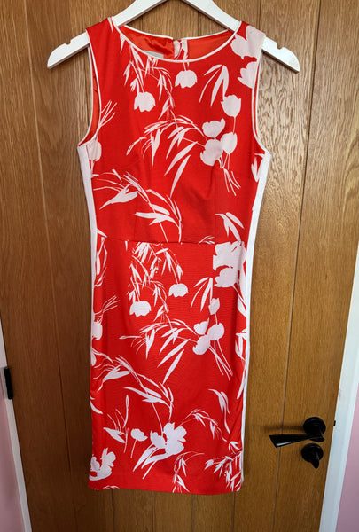 TOYAH HOBBS ORANGE RED SUMMER PRINT DRESS