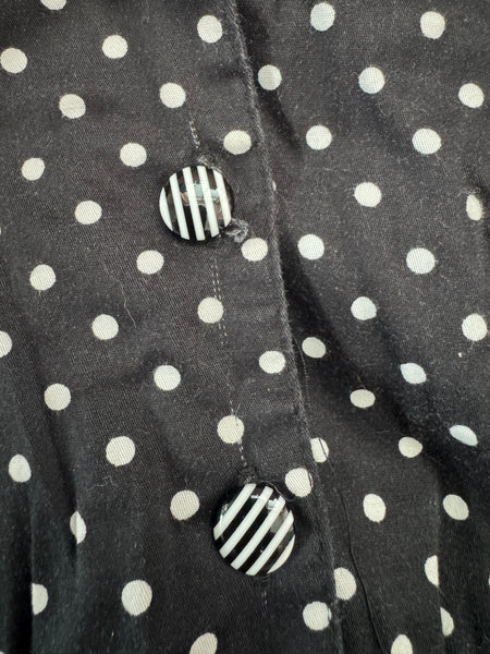 HEARTS & ROSES BLACK POLKA DOT COTTON DRESS