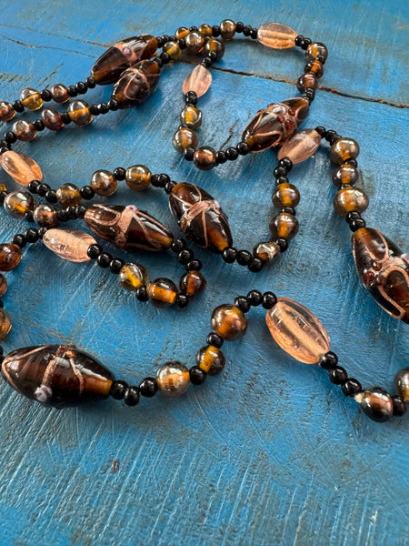 VINTAGE HIGH QUALITY GLASS BEADS LONG NECKLACE