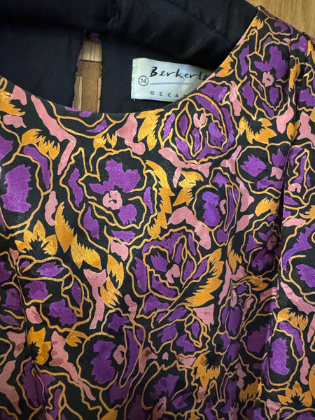 1980s BERKERTEX PURPLE AND GOLD DRESS
