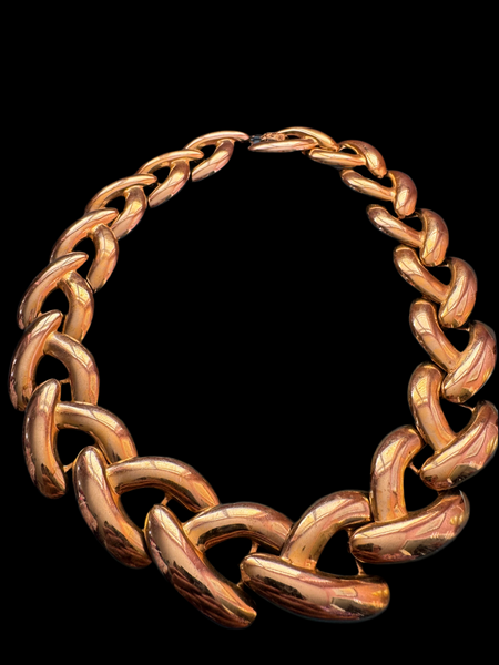1980s GOLD METAL LARGE LINK CHAIN NECKLACE