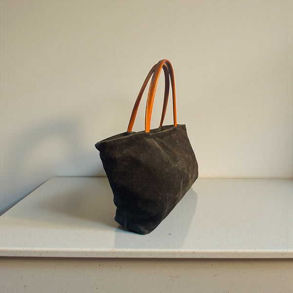 TOYAH BLACK SUEDE AND LEATHER HANDBAG