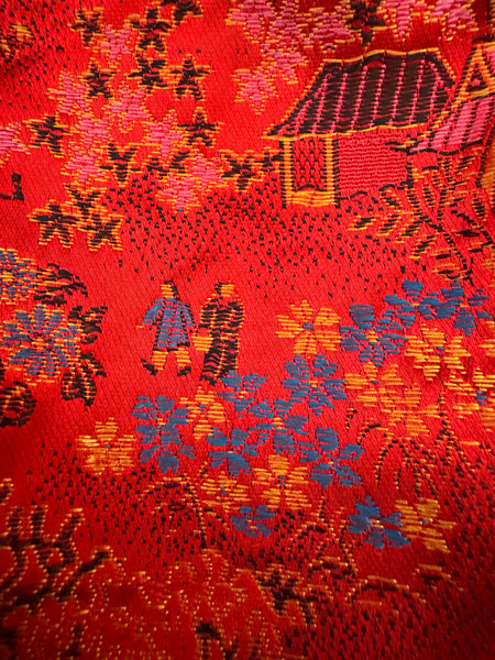 ANTIQUE RED KIMONO LONG ROBE