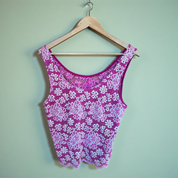 Y2K VINTAGE PINK LACE VEST TOP