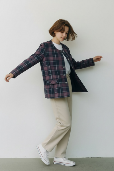 1970s MISS CORAL ENGLAND BLACK AND RED CHECK JACKET