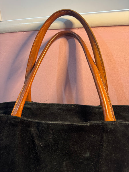 TOYAH BLACK SUEDE AND LEATHER HANDBAG