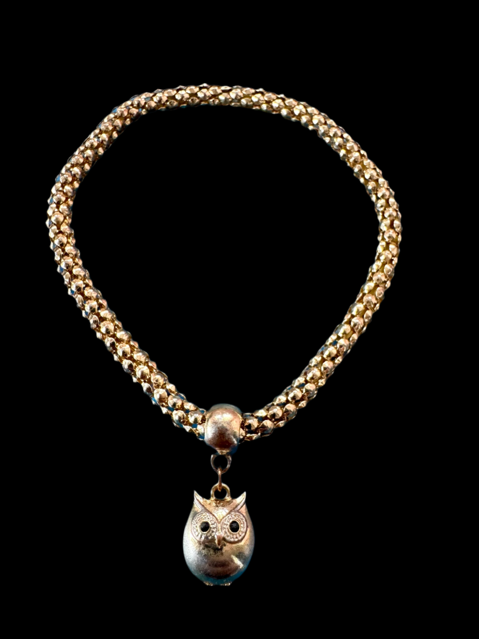 RETRO GOLD BRACELET WITH OWL CHARM PENDANT