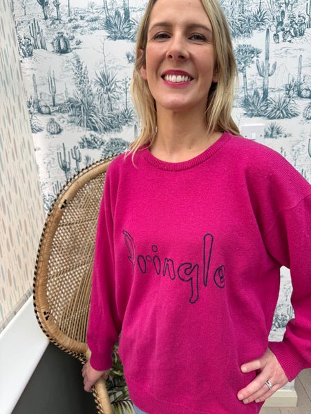 VINTAGE PRINGLE PINK LAMBSWOOL LOGO JUMPER