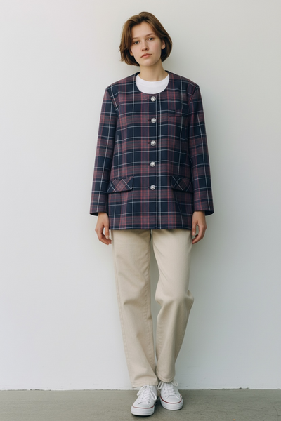 1970s MISS CORAL ENGLAND BLACK AND RED CHECK JACKET