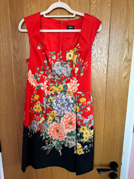 TOYAH ORANGE AND BLACK STAGE DRESS