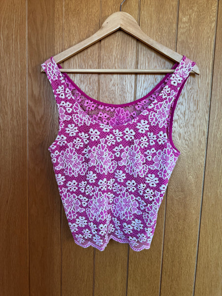 Y2K VINTAGE PINK LACE VEST TOP
