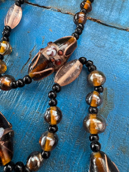VINTAGE HIGH QUALITY GLASS BEADS LONG NECKLACE