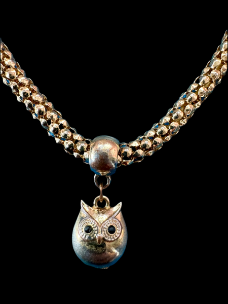 RETRO GOLD BRACELET WITH OWL CHARM PENDANT