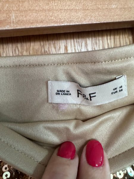 F&F NEW WITH TAGS GOLD SEQUINNED MIDI SKIRT