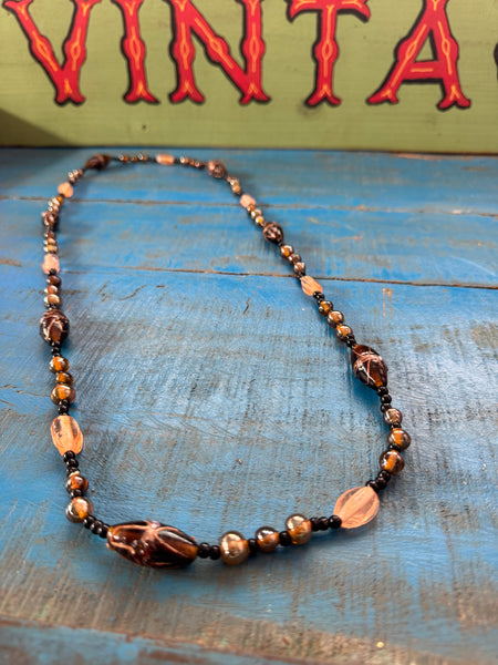 VINTAGE HIGH QUALITY GLASS BEADS LONG NECKLACE