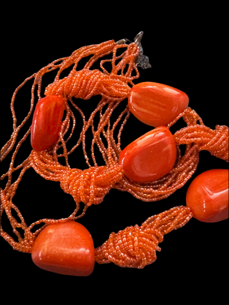 VINTAGE Y2K ORANGE BEADS NECKLACE