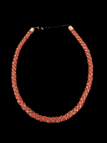 1980s ORANGE AND GOLD METAL COIL STYLE NECKLACE