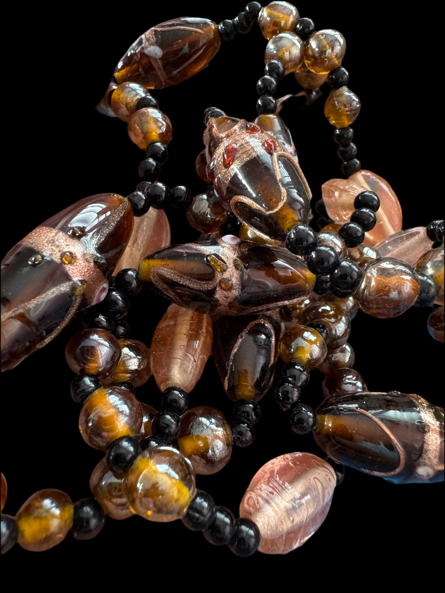 VINTAGE HIGH QUALITY GLASS BEADS LONG NECKLACE