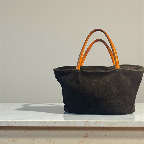 TOYAH BLACK SUEDE AND LEATHER HANDBAG