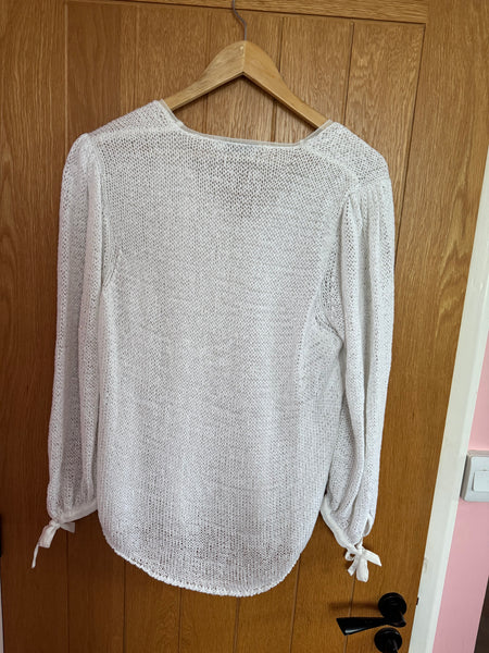 MINT VELVET WHITE JUMPER WITH RIBBONS